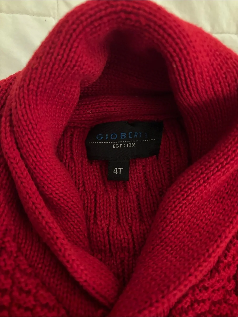 Girls' Red Cable Knit Shawl Collar Button Sweater more of a Sz 3T